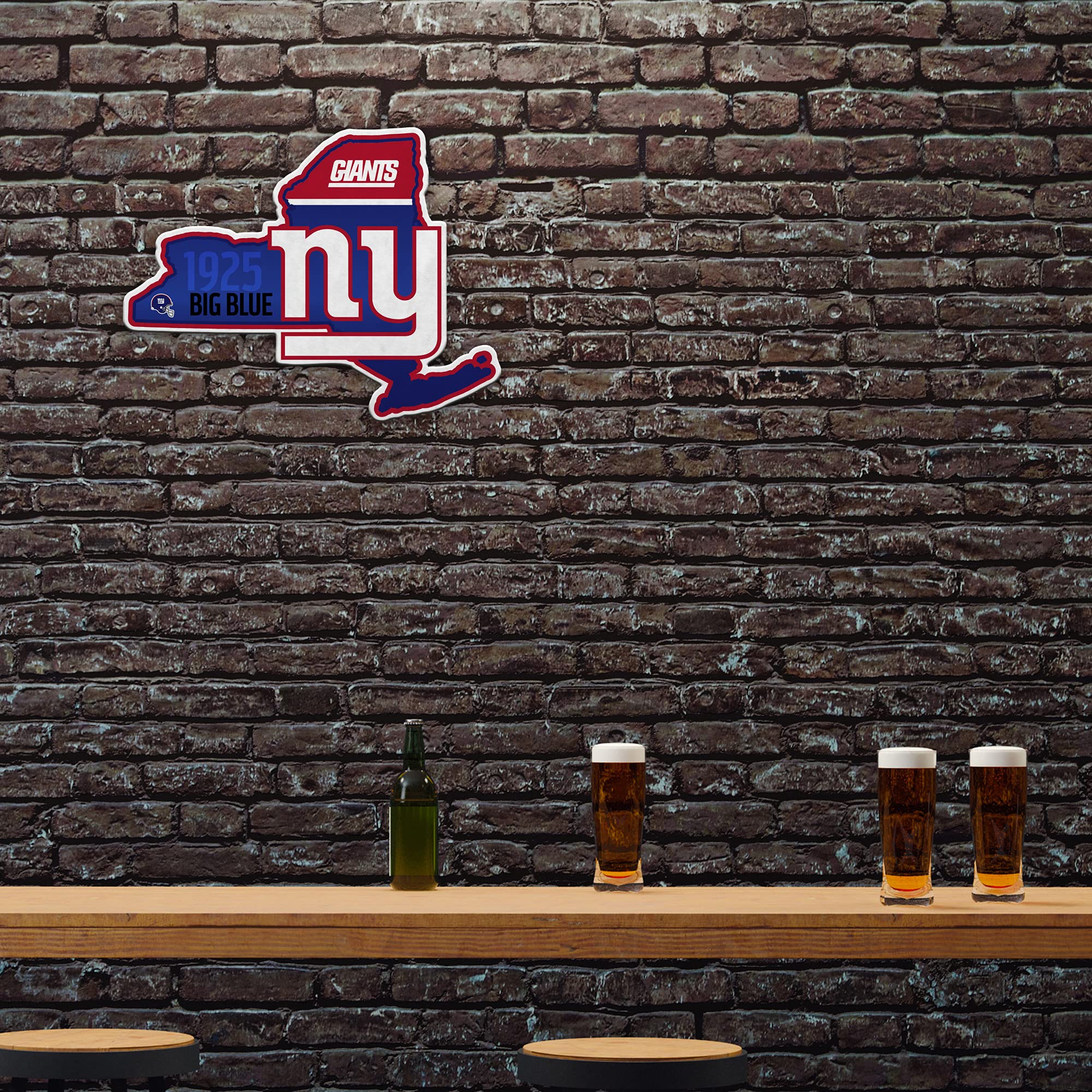 Rico Industries Nfl New York Giants State Shape Shape Cut Pennant - Home And Living Room D  Cor - Soft Felt Ez To Hang 18X0.10X1