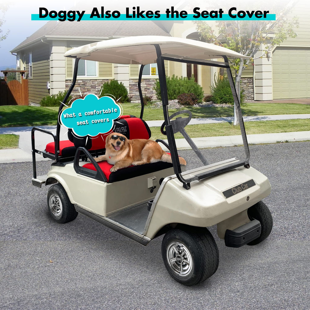 10L0L Golf Cart Front With Rear Seat Cover Set For Ezgo Txt Rxv & Club Car Ds 4 Passenger Models Bench Seat Covers Kit Breathabl