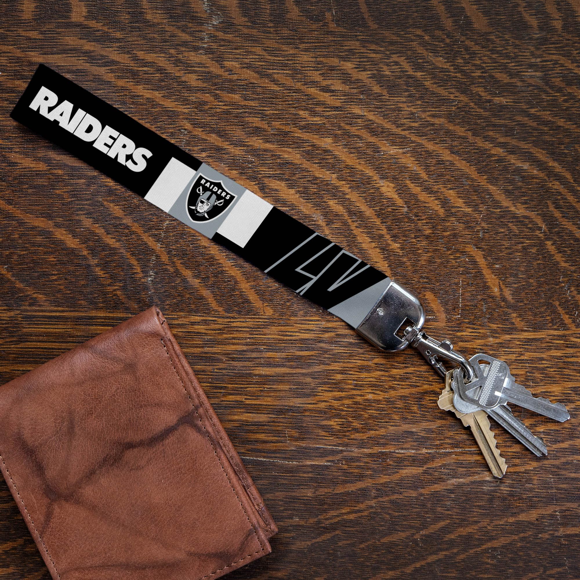 Rico Industries Nfl Football Las Vegas Raiders Standard Wrist Lanyard Key Chain, Cute Wristlet Strap Keychain Holder For Women M