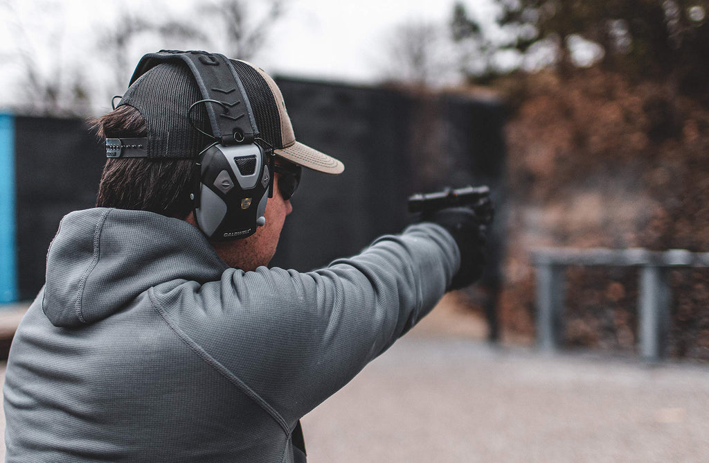 Caldwell E-Max Pro Electronic Hearing Protection 23-24 Nrr - Adjustable Lo Pro Earmuffs For Shooting, Hunting And Range,Grey