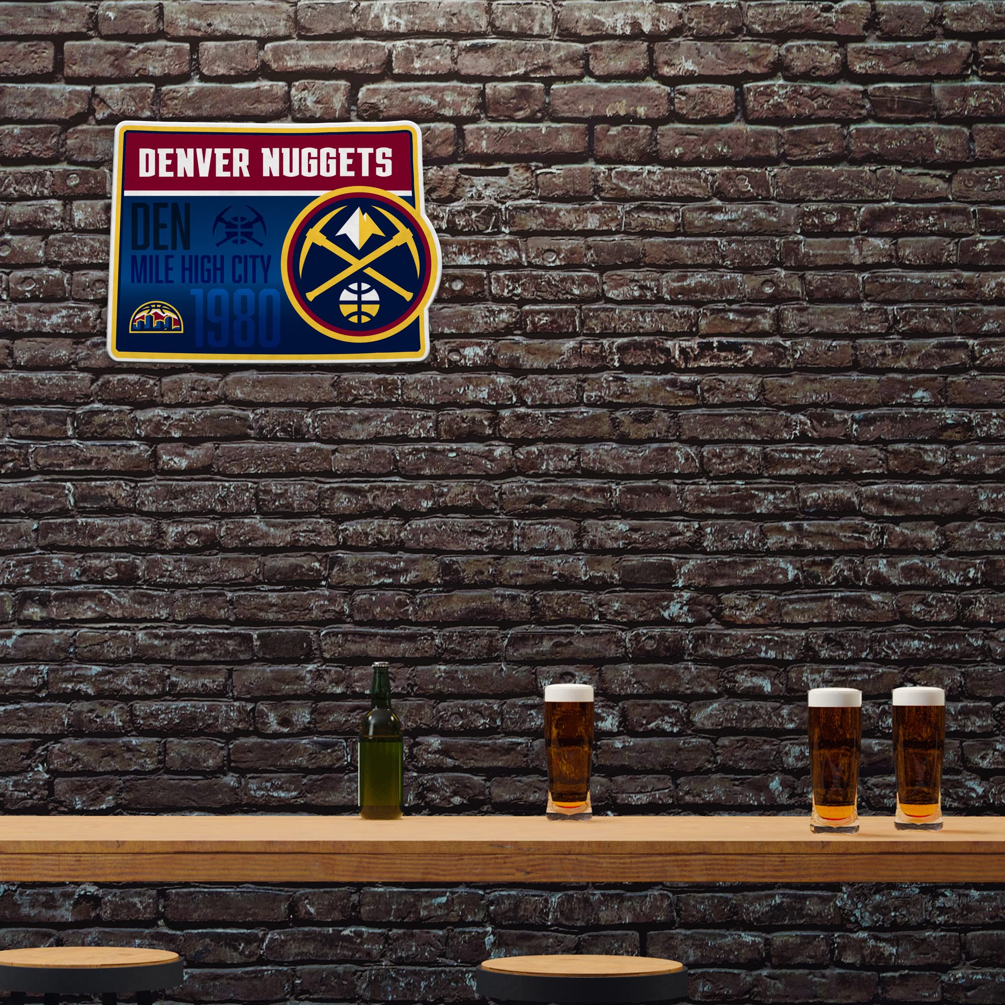 Rico Industries Nba Denver Nuggets State Shape Shape Cut Pennant - Home And Living Room D  Cor - Soft Felt Ez To Hang