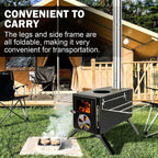 Womeyork Outdoor Camping Stove, Portable Wood Burning Stove With Chimney Pipe For Tent, Shelter, Heating And Cooking (Black-S)