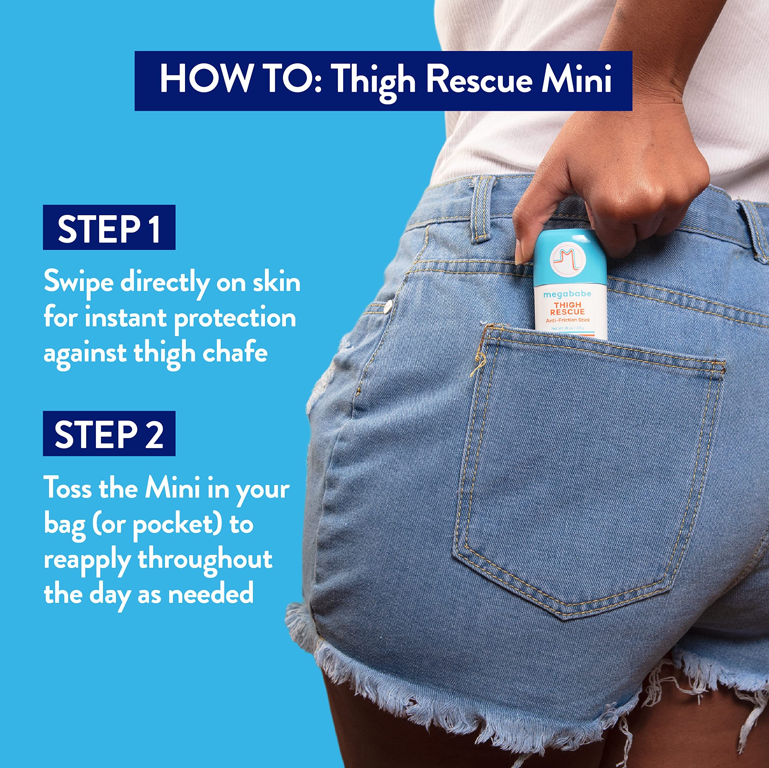 Megababe Thigh Rescue Anti-Chafe Stick | Prevents Skin Chafe & Irritation | Thighs, Arms, Bra-Lines & More | 0.81 Oz (Pack Of 1)