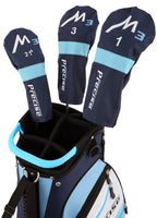 Precise M3 Ladies Womens Complete Golf Clubs Set Includes Driver, Fairway, Hybrid, 7-Pw Irons, Putter, Stand Bag, 3 H/Cs Blue -