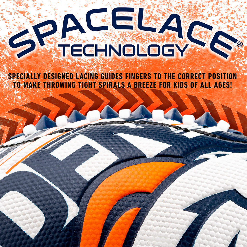 Franklin Sports Nfl Denver Broncos Football - Youth Mini Football - 8.5'' Junior Size Ball - Spacelace Easy Grip Texture- Perfec
