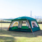 Ktt Extra Large Tent 8-10 Person,Family Cabin Tents,2 Rooms,3 Doors And 3 Windows With Mesh,Straight Wall,Waterproof,Double Laye