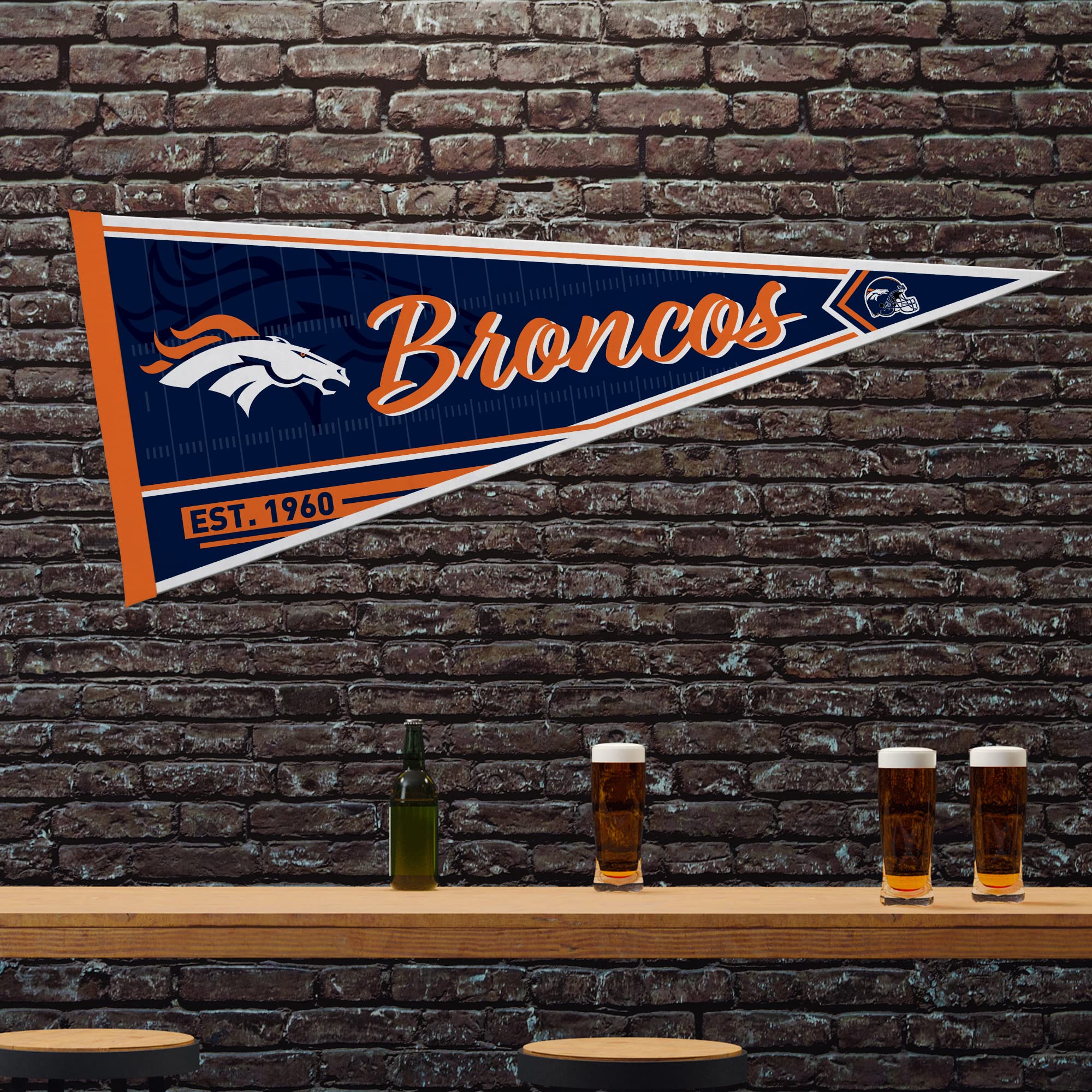 Rico Industries Nfl Football Denver Broncos Classic 12'' X 30'' Felt Wall D  Cor Pennant - Great For Home/Bed Room/Man Cave D  C