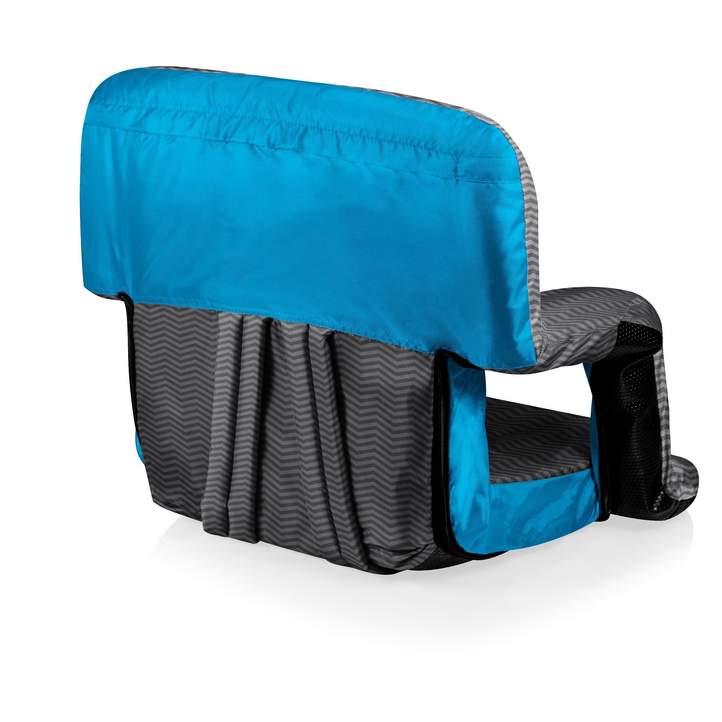 Oniva - A Picnic Time Brand Ventura Portable Reclining Stadium Seat, (Waves Collection - Gray With Vista Blue Accents)