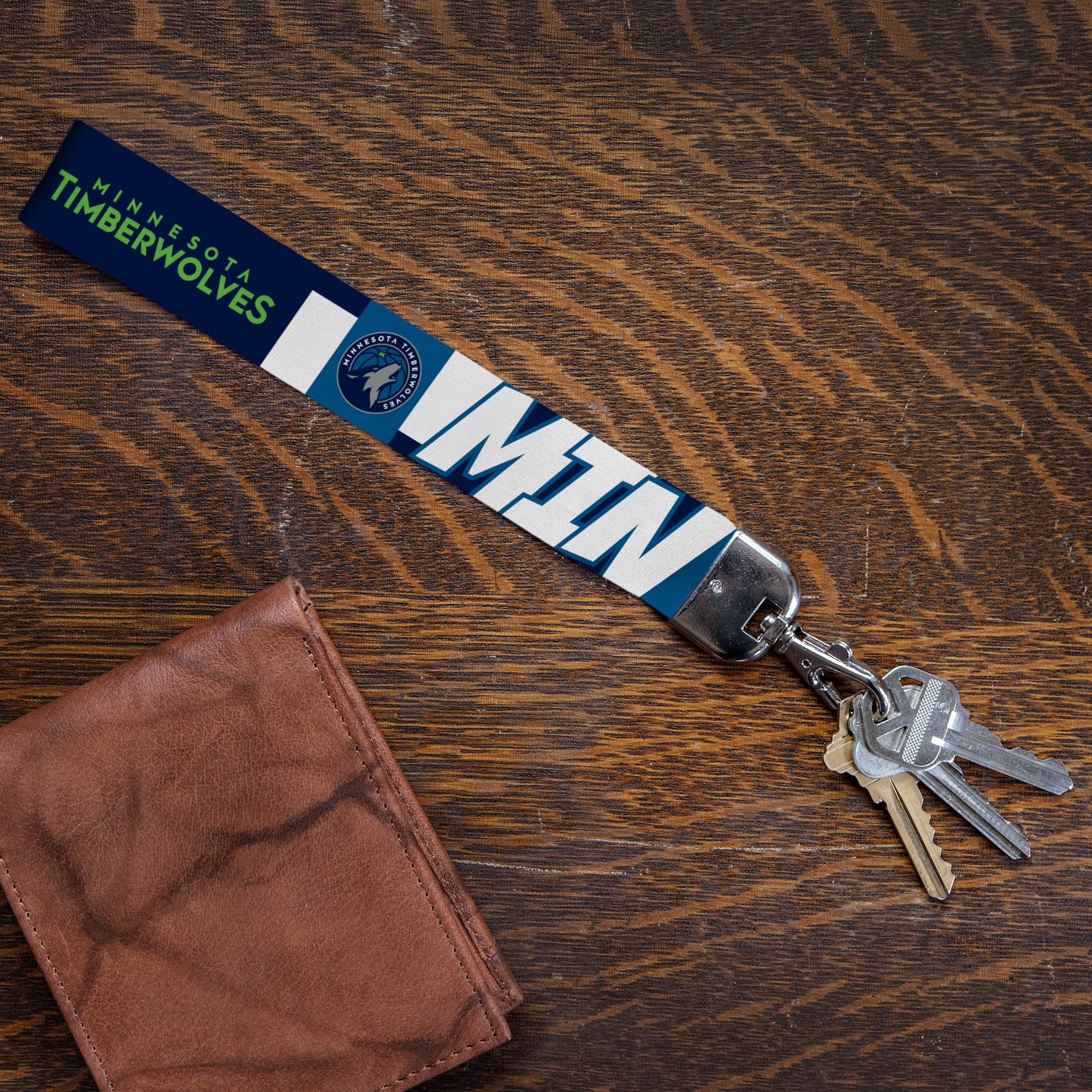 Rico Industries Nba Basketball Minnesota Timberwolves Wrist Lanyard Key Chain, Cute Wristlet Strap Keychain Holder For Women Men