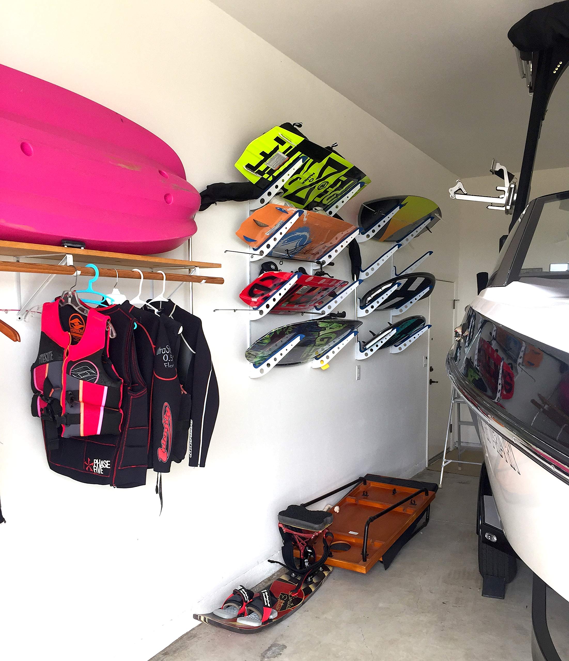 Storeyourboard Wakeboard Wall Storage Rack, Metal Adjustable 4 Wakeboard And Wakesurf Mount