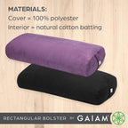 Gaiam Yoga Bolster - Long, Rectangular Meditation Pillow - Supportive Cushion For Restorative Yoga And Sitting On The Floor - Bu