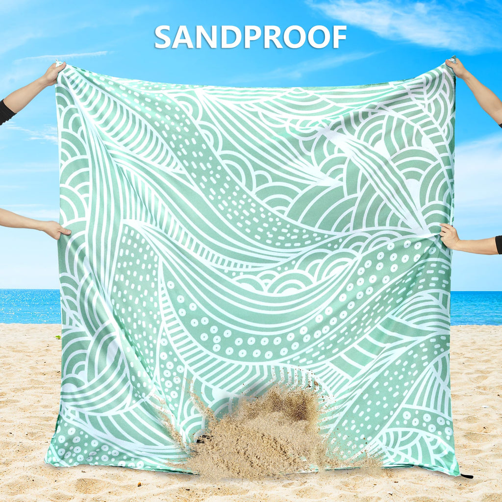 Hihoho Beach Blanket Waterproof Sandproof Beach Mat For 1-8 Adults Quick Drying Durable Outdoor Picnic Mat For Beach Festival Tr