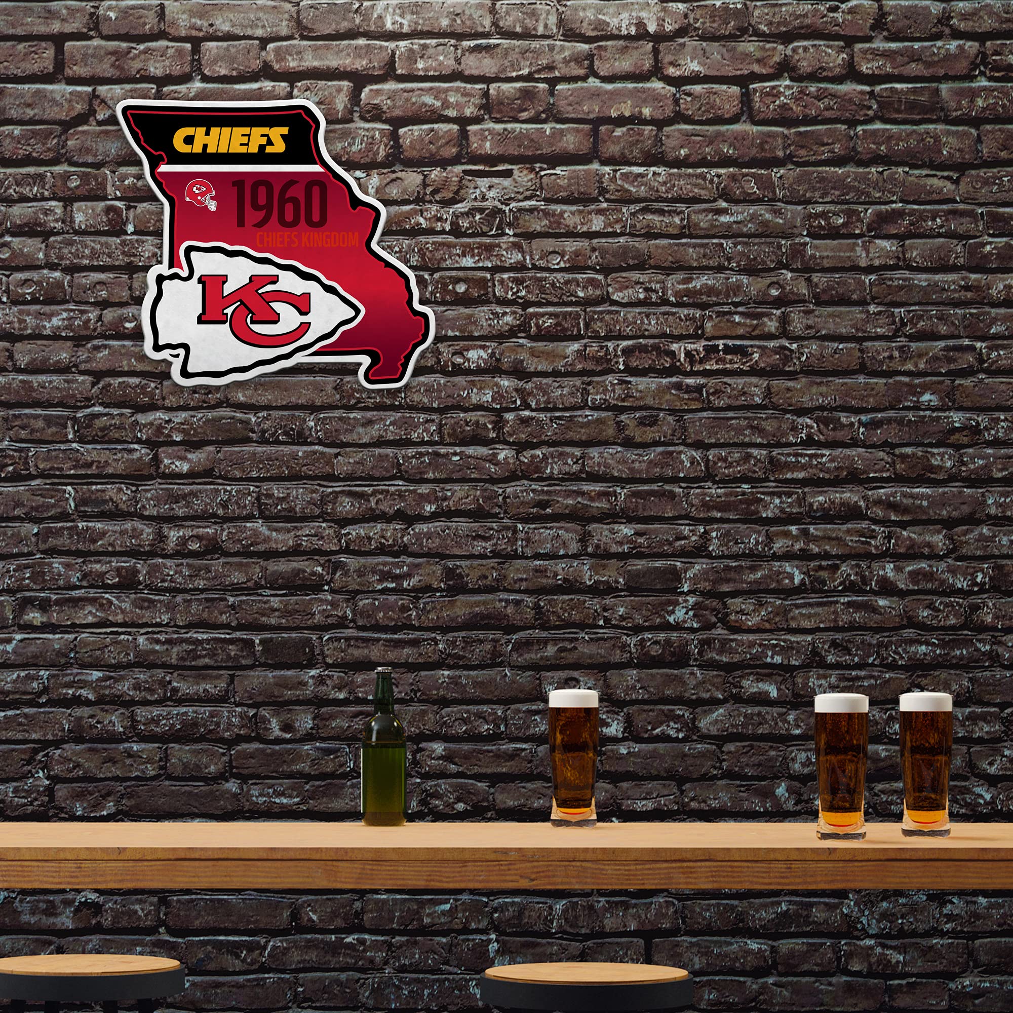 Rico Industries Nfl Football Kansas City Chiefs State Shape Shape Cut Pennant - Home And Living Room D  Cor - Soft Felt Ez To Ha