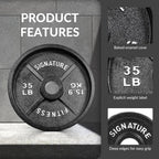 Fitvids Deep Dish 2-Inch Olympic Cast Iron Weight Plates with E-Coating  35lb (SET OF 2)  Black