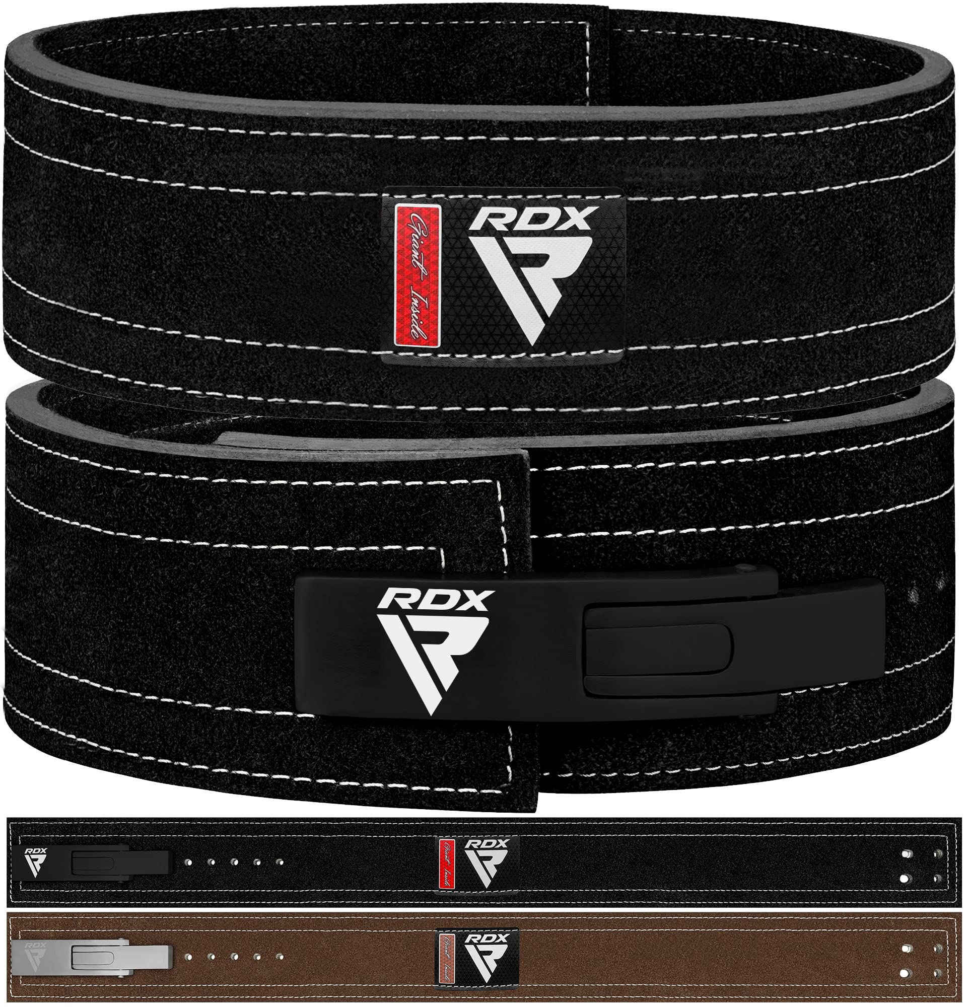 Rdx Weight Lifting Belt Powerlifting, Approved By Ipl And Uspa, 10Mm Thick 4 Leather Lumbar Back Support, Lever Buckle Equipment