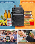 Lnvimars 36 Can Insulated Backpack Cooler, Leakproof Waterproof Soft-Sided Cooler Bag, Large Capacity Portable Cooler For Campin