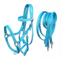 CHALLENGER Cob Size Western English Horse Riding Nylon Halter Bridle Combo Reins Blue 60111SB-C
