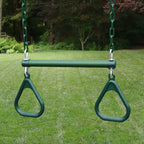 Gorilla Playsets 04-0006-G/G 17'' Trapeze Bar Assembly With Rings - Green Bar, Rings, 36.5'' Plastisol Coated Chains