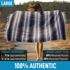 Authentic Extra Large Mexican Blanket - 70X50 Handwoven Yoga, Serape, Artisanal Falsa, Beach, Camping, Picnic, Outdoor Blanket (