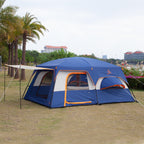 Ktt Extra Large Tent 12 Person,2 Bay-Windows,Family Cabin Tents,14'Lx10'Wx6.58'H,2 Rooms And 3 Doors 3 Windows With Mesh,Waterpr