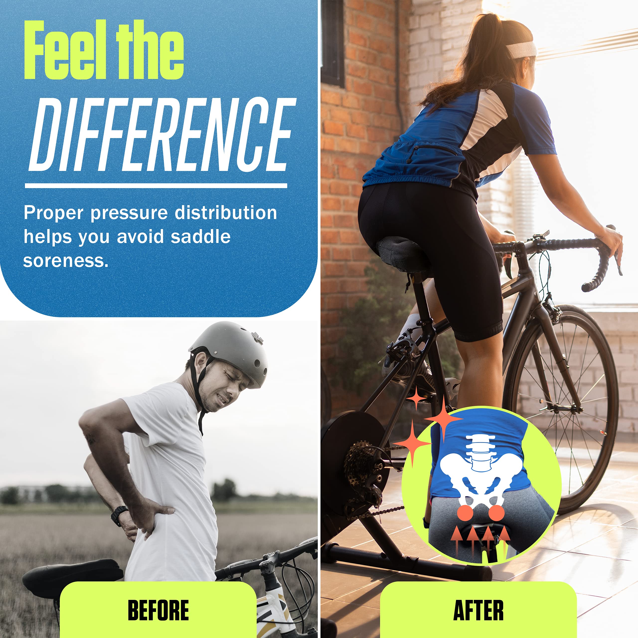 Kt-Sports Exercise Bike Seat Cushion Comfort Gel Bike Seat Cover Padded Seat Covers For Bikes With Anti-Slip Design And Drawstri
