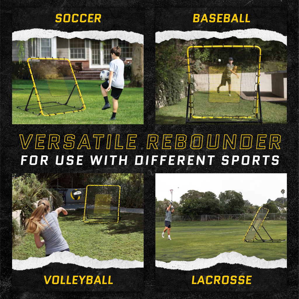 SKLZ Fielding Trainer - Baseball & Softball Pitch-Back Rebound Net - Ground, Line Drive & Fly Ball Return Settings - 4 x 4.5-Foo