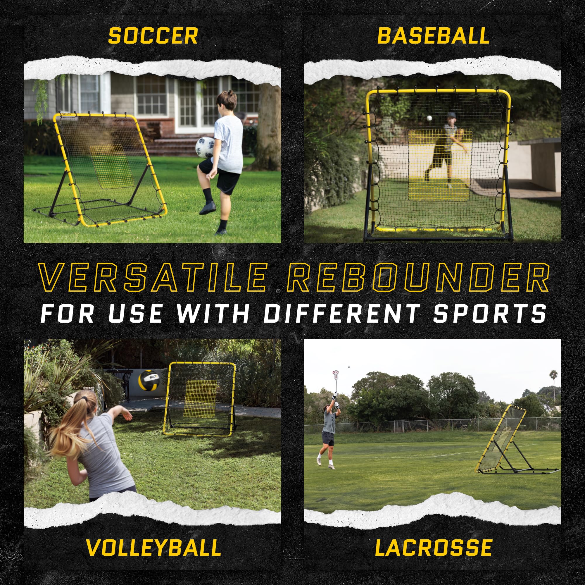 SKLZ Fielding Trainer - Baseball & Softball Pitch-Back Rebound Net - Ground, Line Drive & Fly Ball Return Settings - 4 x 4.5-Foo