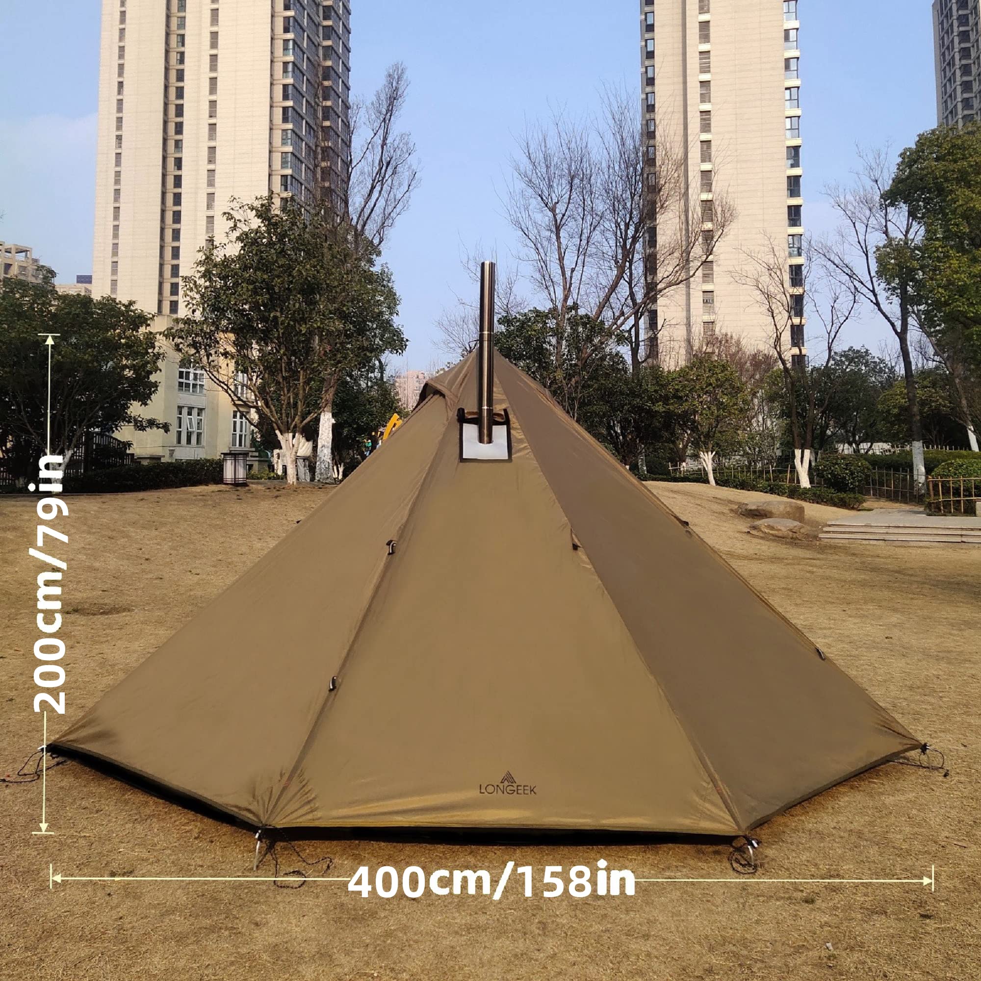 Longeek 4 Person Camping Tent 4 Seasons Backpacking Ultralight Easy Up Hot Tipi