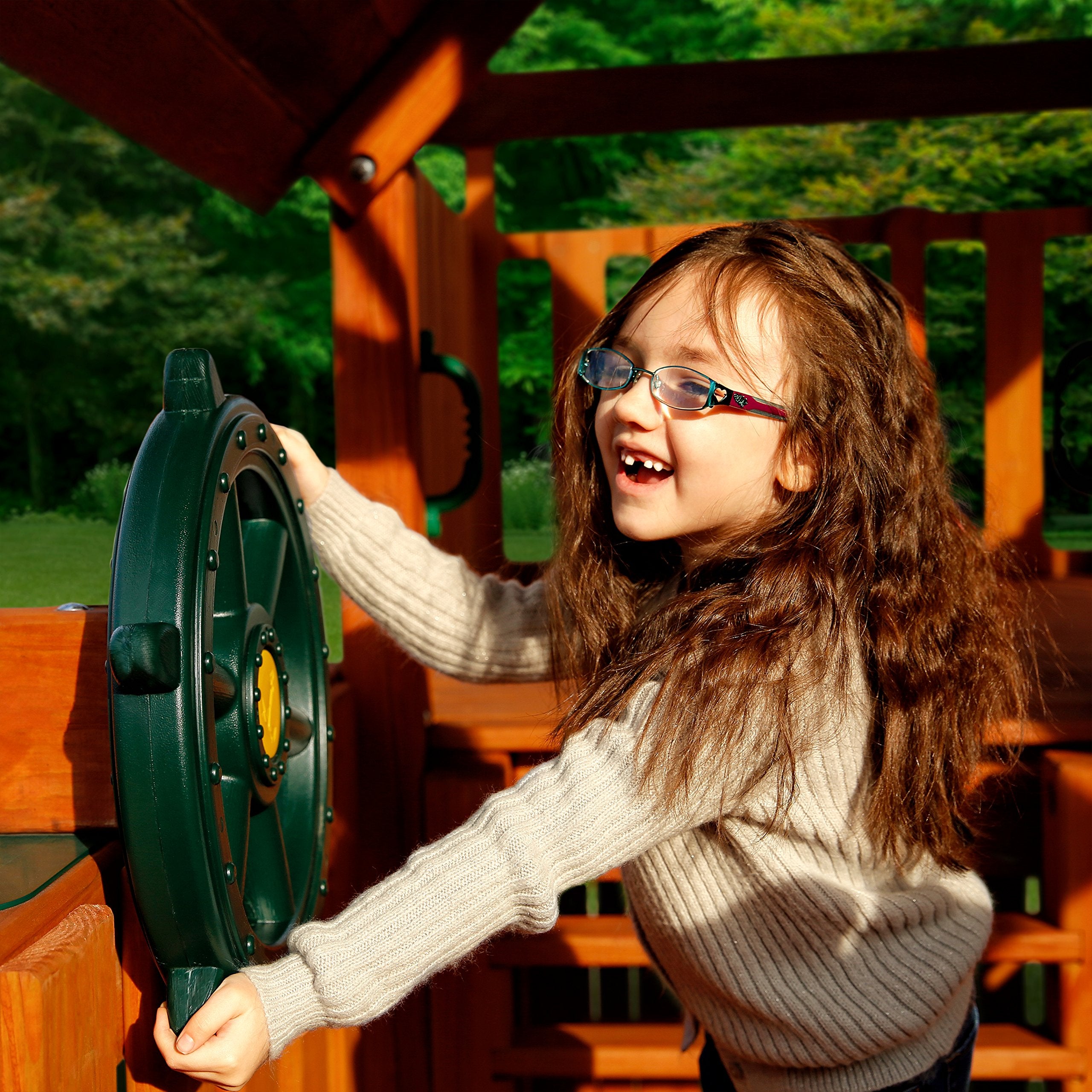 Gorilla Playsets 07-0006 Pirate'S Wheel Swing Set Accessory With 12 Inch Diameter, Green