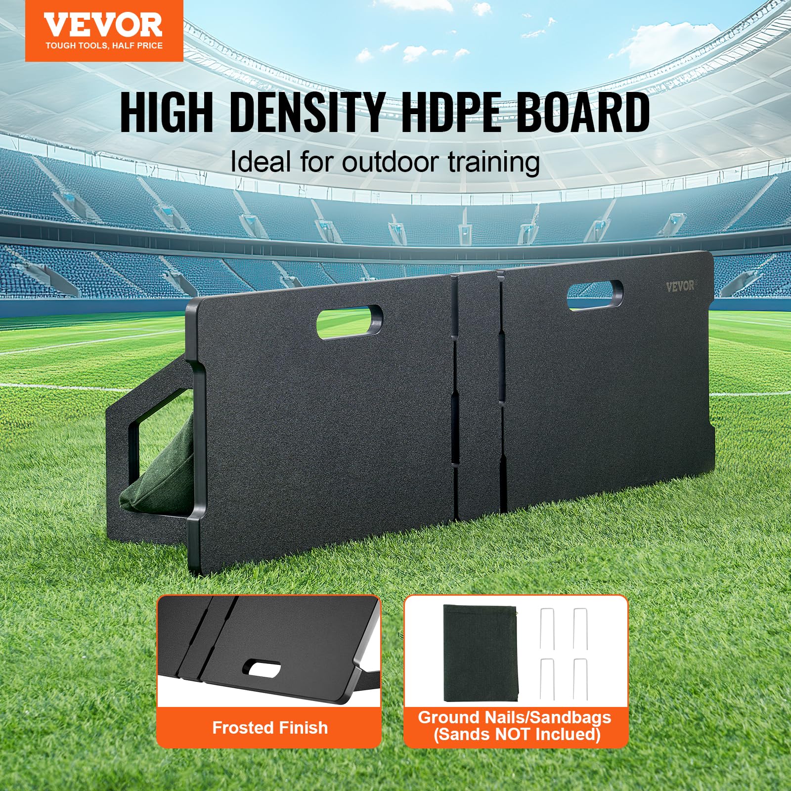 Vevor Soccer Rebounder Board, 45''X13'' Portable Soccer Wall With 2 Angles Rebound, Foldable Hdpe Kickback Rebound Board, Soccer