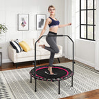 Songmics 40 Inches Mini Fitness Trampoline, Fitness Rebounder With Adjustable Handrail, Foldable Trampoline For At-Home Workout,