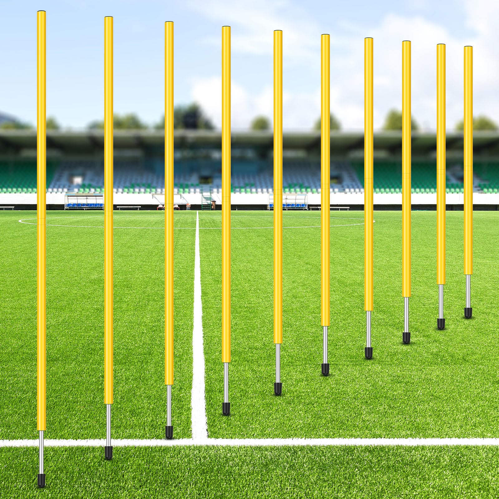 Blulu 10 Pcs 5/10/30pcs Training Agility Poles 5ft Adjustable Soccer Training Poles Soccer Sticks Agility Equipment for Football