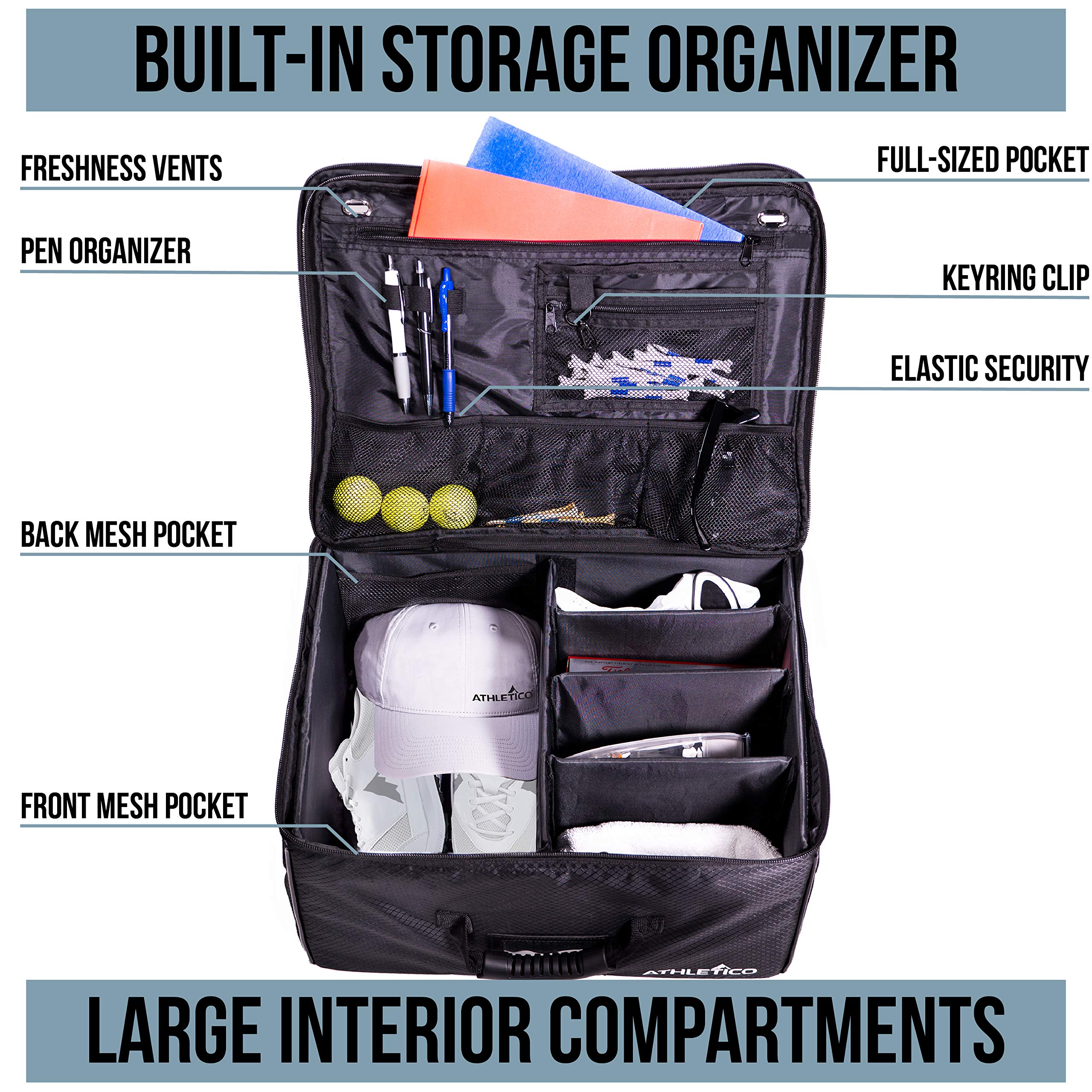 Athletico Golf Trunk Organizer Storage - Car Golf Locker To Store Golf Accessories | Collapsible When Not In Use