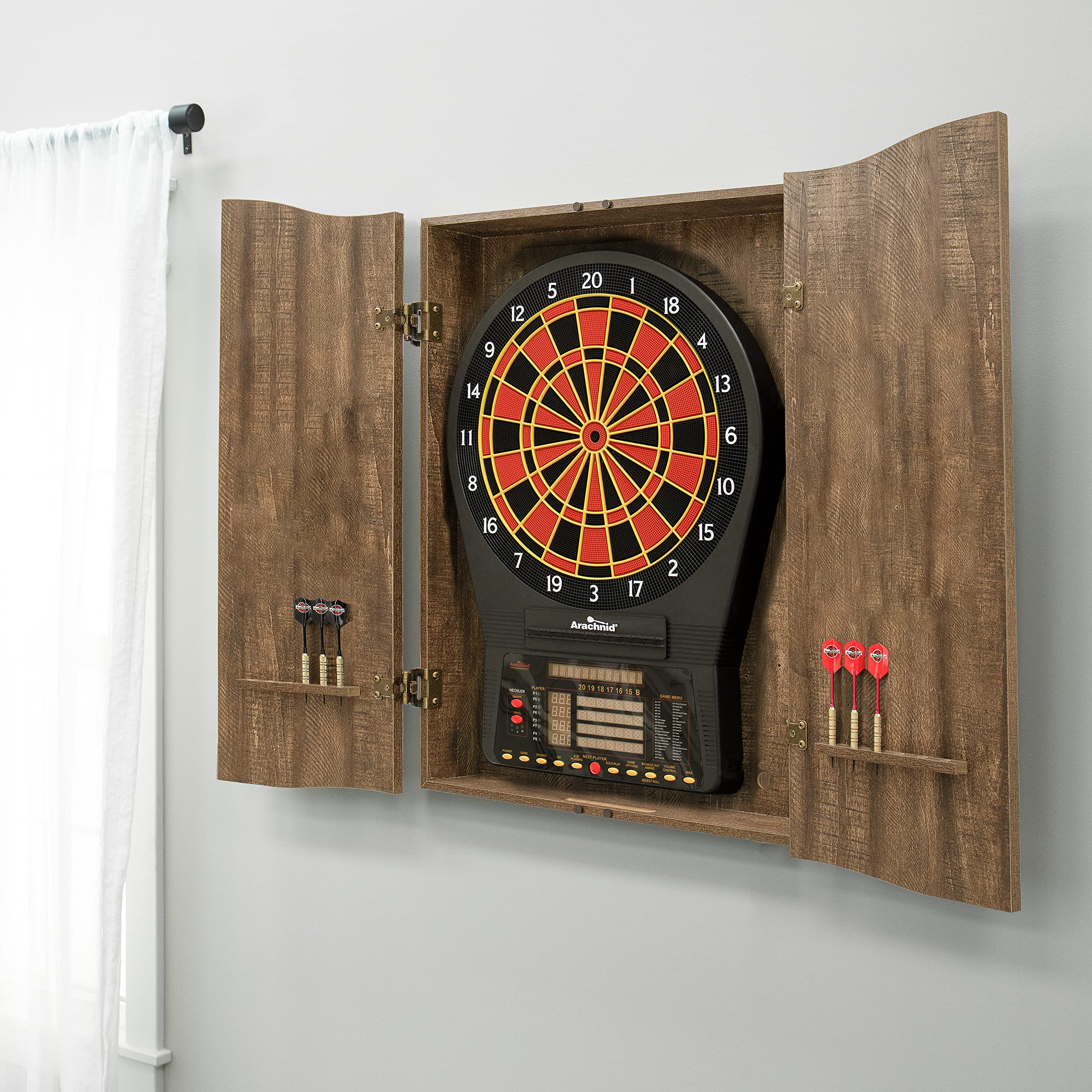 Dmi Sports Mi Sports Brown Cricketpro Dartboard Cabinet  Designed For Arachnid 15.5Cricketpro 900, 800, 750, 650 Electronic Dart