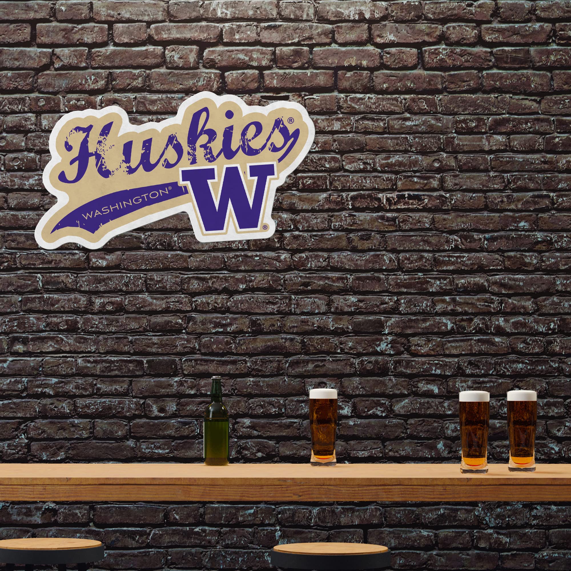 Rico Industries Ncaa Washington Huskies Distressed Shape Cut Pennant - Home And Living Room D  Cor - Soft Felt Ez To Hang
