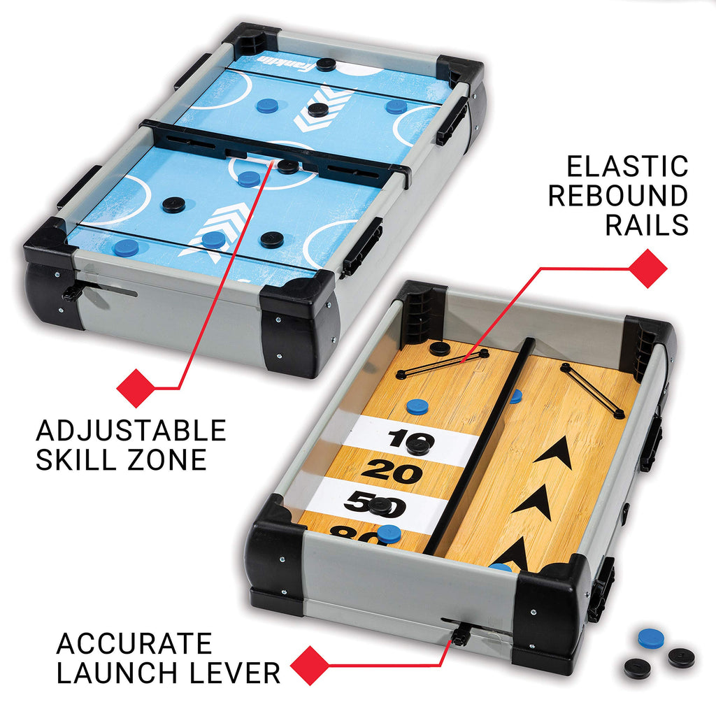 Franklin Sports Sling Puck + Shuffleboard Tabletop Game - 2-In-1 Fast Action Puck Shooting Game Set For Kids + Adults - Family G
