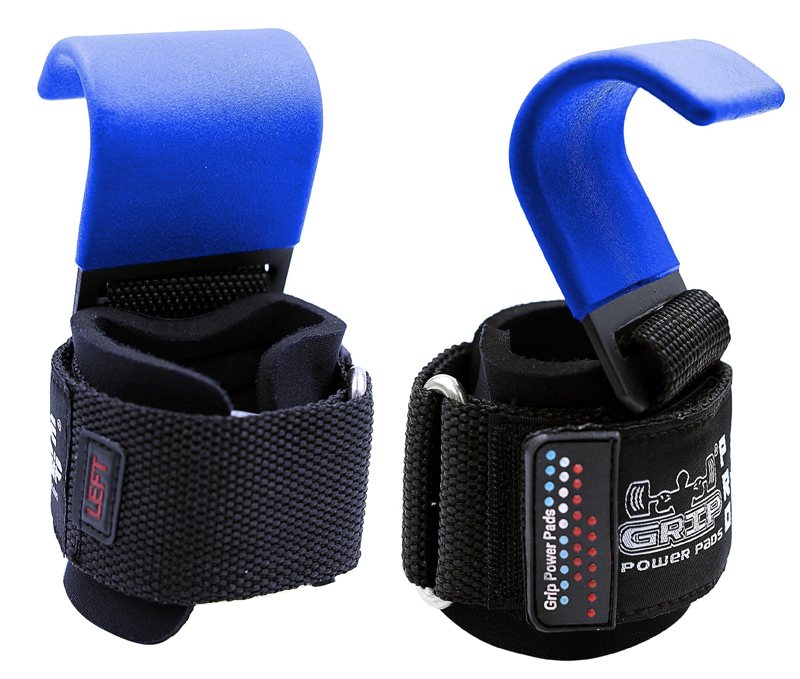 Heavy Duty Pro Metal Lifting Steel Hooks Double Stitching Non-Slip Resistant Coating Neoprene Padded Power Weightlifting Trainin