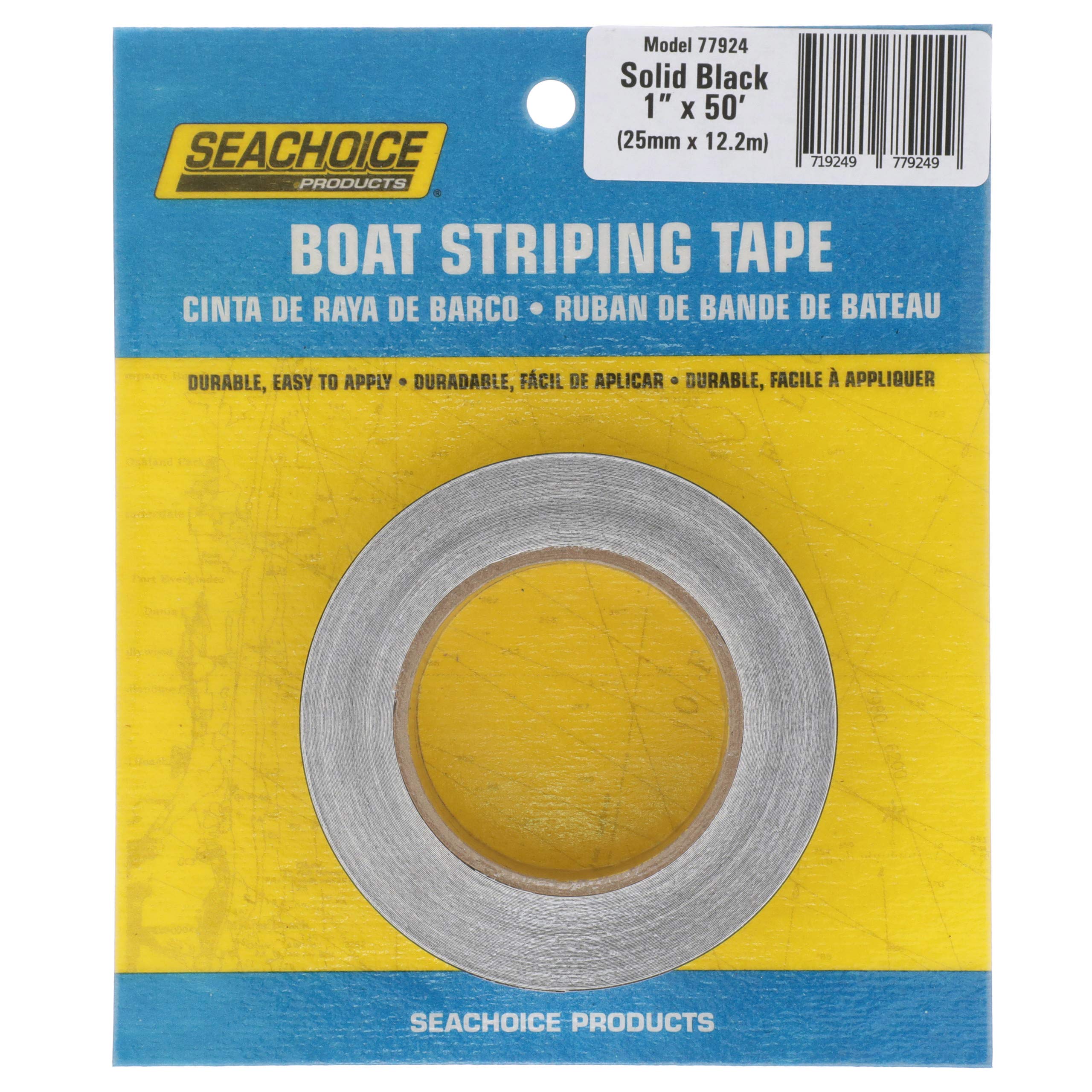 Seachoice Self-Adhesive Boat Striping Tape, 3 Mil Vinyl, 1 In. X 50 Ft., Black