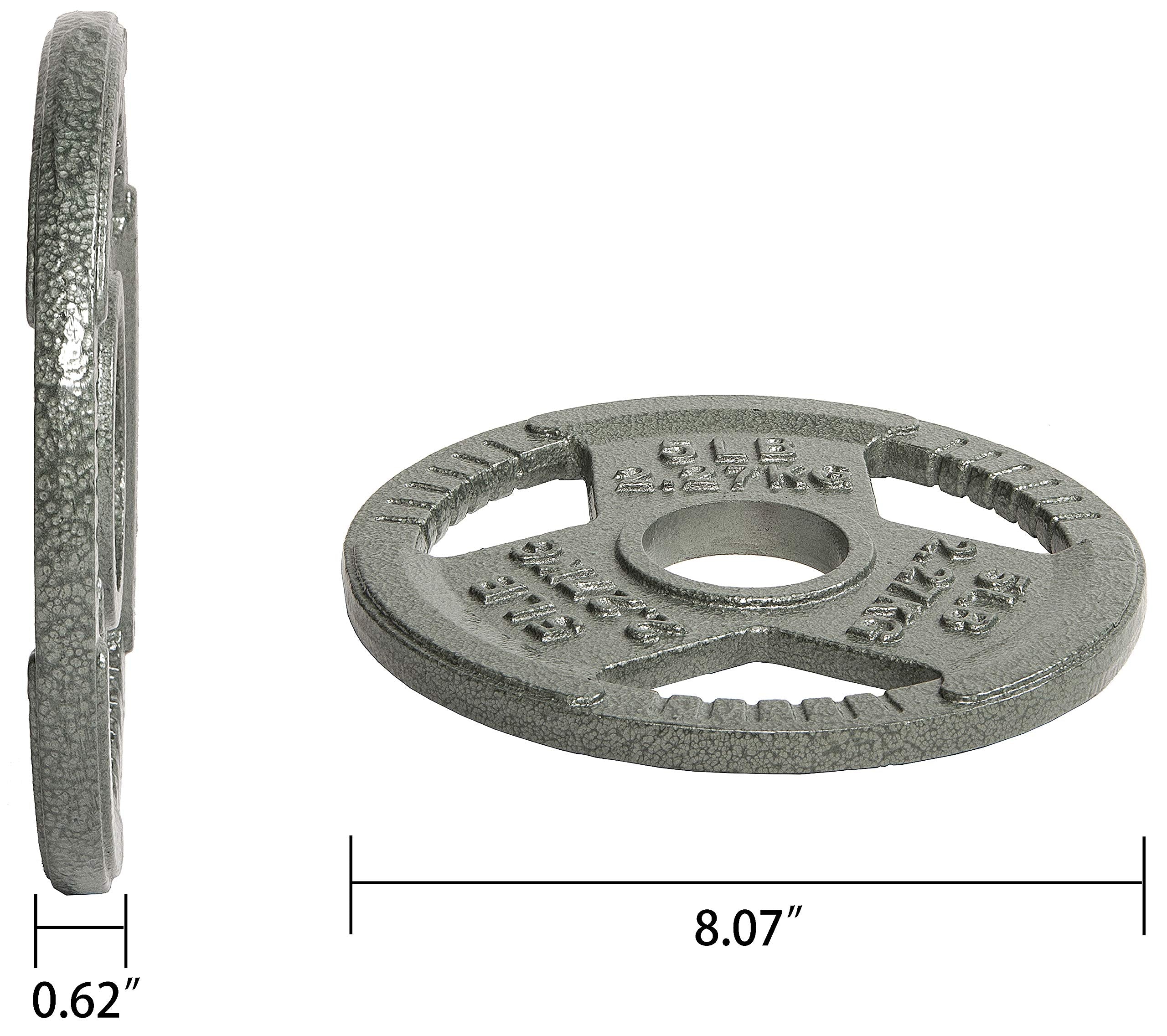 Balancefrom Olympic 2-Inch Cast Iron Plate Weight Plate For Strength Training And Weightlifting, 5-Pound, Single