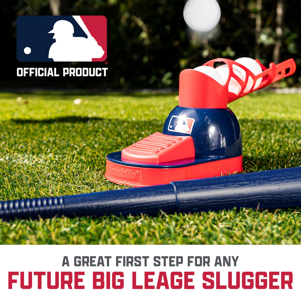Franklin Sports Kids Baseball Pitching Machine - Pop A Pitch Batting Machine With Youth Bat + 3 Plastic Balls - Boys + Girls Toy