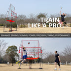 Jolorly 2-In-1 Volleyball Practice Net Station With Patented 5-Height (6'6'' To 8'), Heavy Duty Training System For Hitting Spik