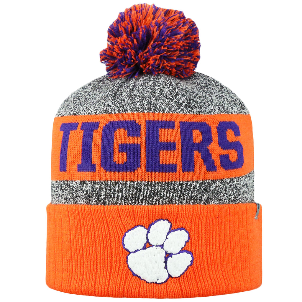 Top Of The World Ncaa Arctic Striped Cuffed Knit Pom Beanie Hat-Clemson Tigers