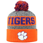 Top Of The World Ncaa Arctic Striped Cuffed Knit Pom Beanie Hat-Clemson Tigers