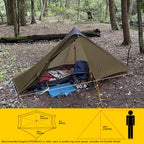 Lanshan Ultralight Tent 3-Season Waterproof Backpacking Tent For 1-Person Camping, Trekking, Climbing, Hiking, 1 Person, Khaki