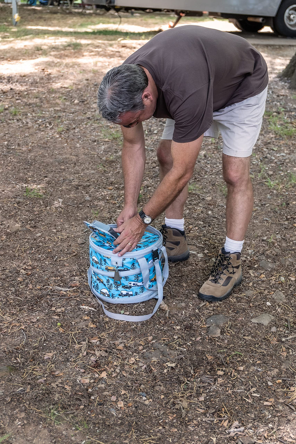 Camco Life Is Better At The Campsite Pop-Up Cooler, Sketch Design  Features A Water-Resistant Interior And Built-In Bottle Opene