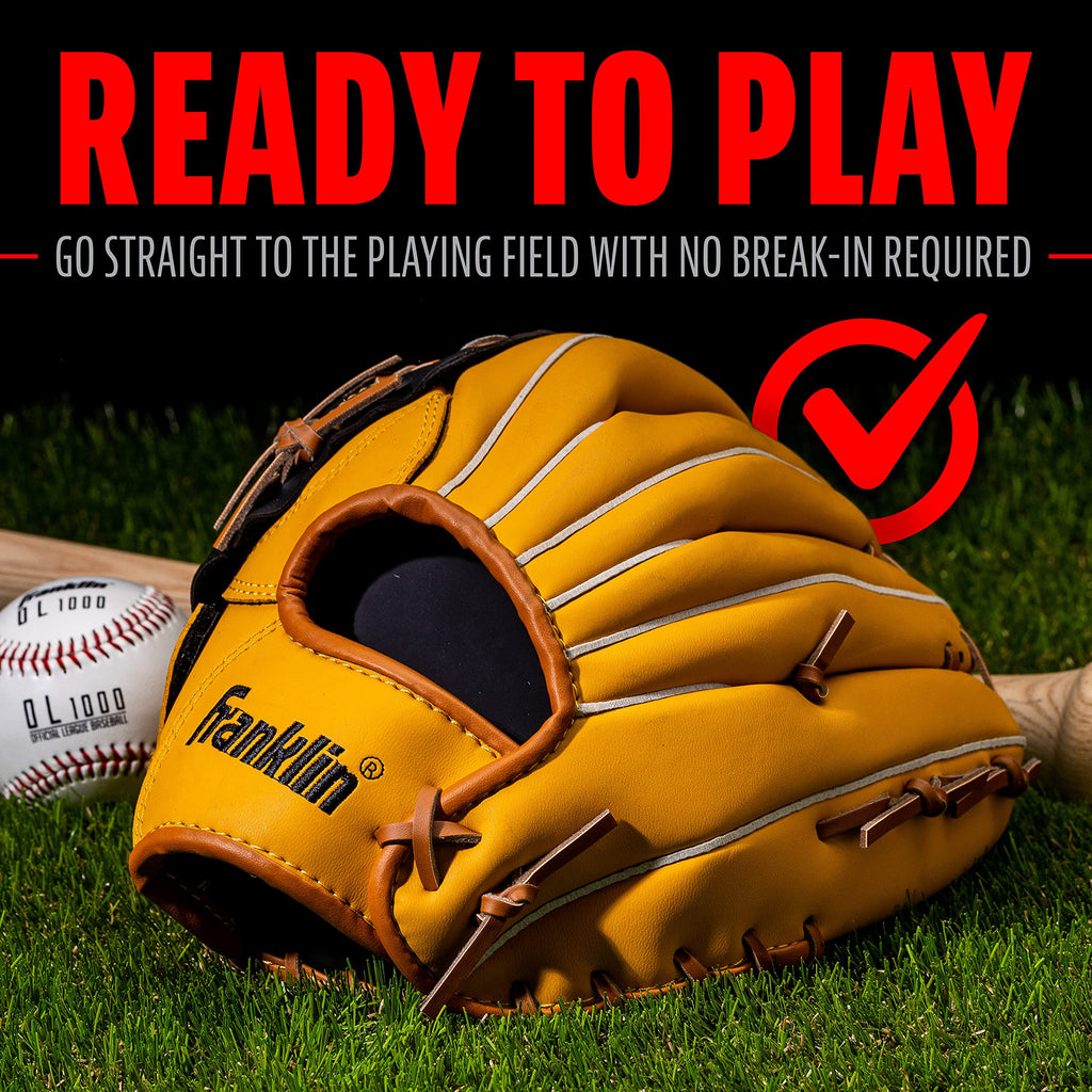 Franklin Sports Baseball And Softball Glove - Field Master - Baseball And Softball Mitt Tan, 12''