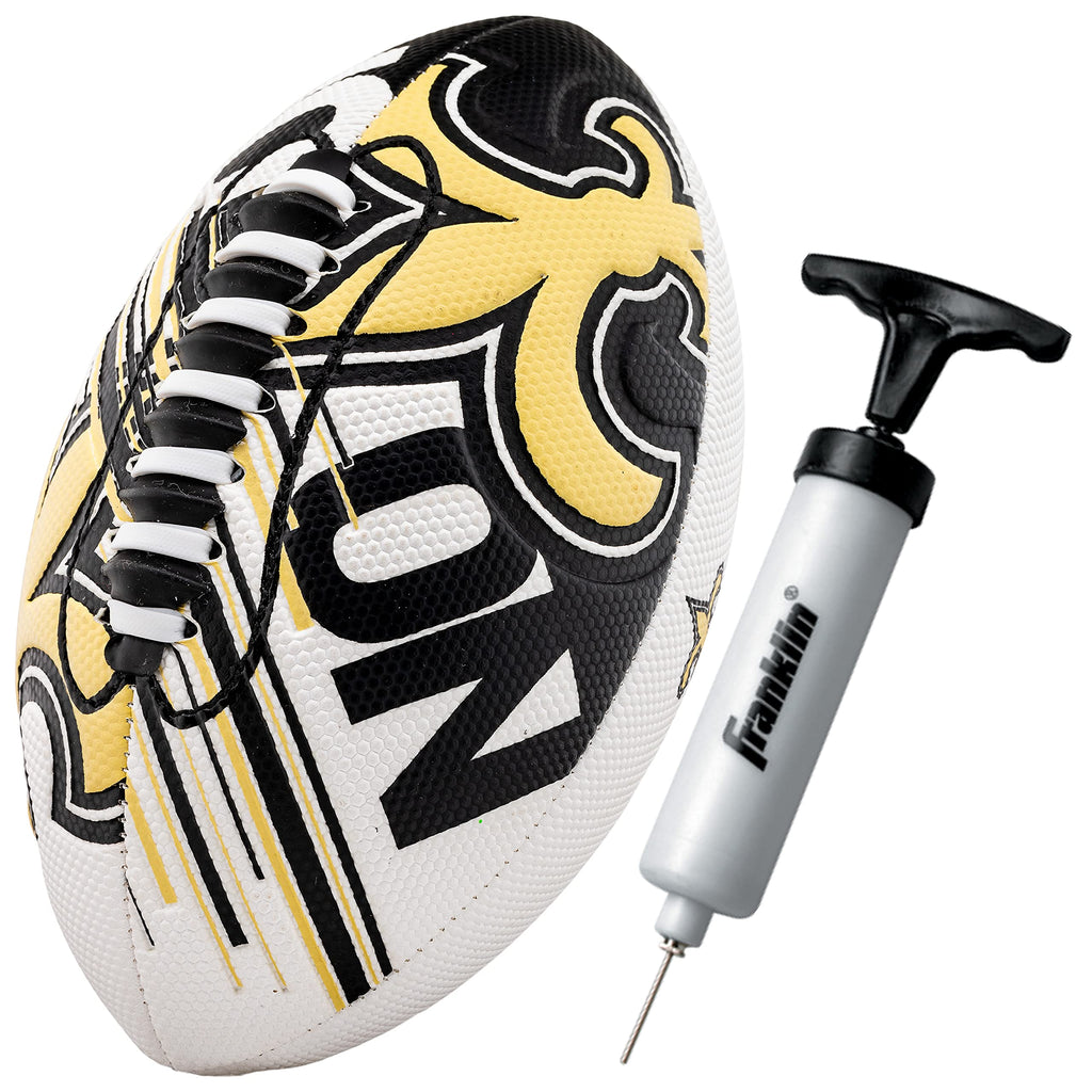 Franklin Sports Nfl New Orleans Saints Football - Youth Mini Football - 8.5'' Junior Size Ball - Spacelace Easy Grip Texture- Pe