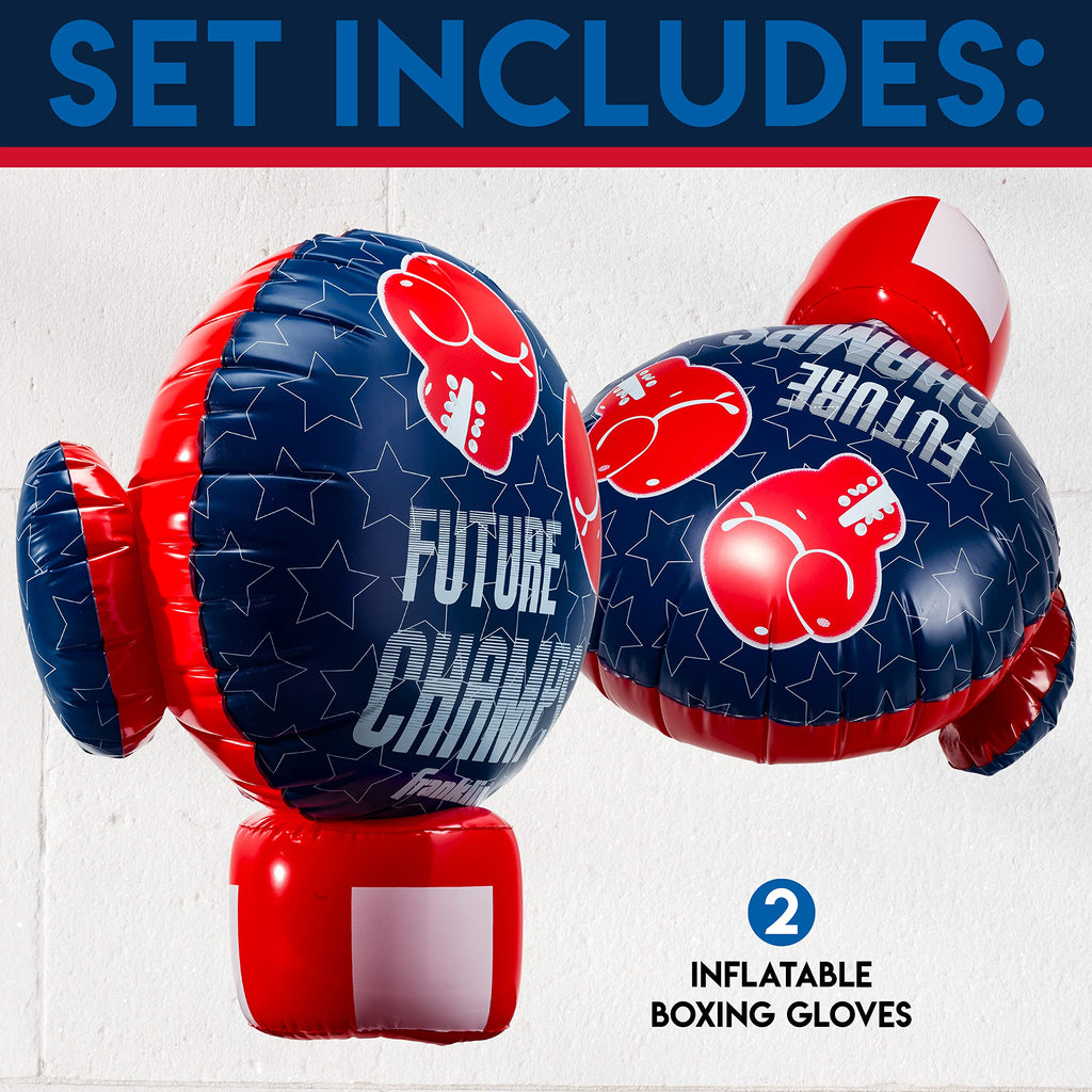 Franklin Sports Inflatable Kids Boxing Gloves - Future Champs Jumbo Toy Boxing Gloves For Kids + Toddlers - Fun Blow Up Boxing G