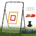 7x4 Ft Volleyball Rebounder Net, 5-Angle Adjustable Rebounder Net with 2 Target Stripes & Portable Travel Bag, Durable Bounce Ba