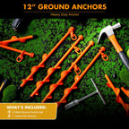 Zhengmy 12 Pcs Ground Anchors Screw In, 12 Inch Heavy Duty Tent Stakes With Trampoline Anchor Hook Ground Stakes For Camping Ten